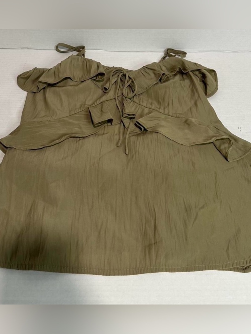 Universal Thread Olive Ruffle Tie-Front Camisole